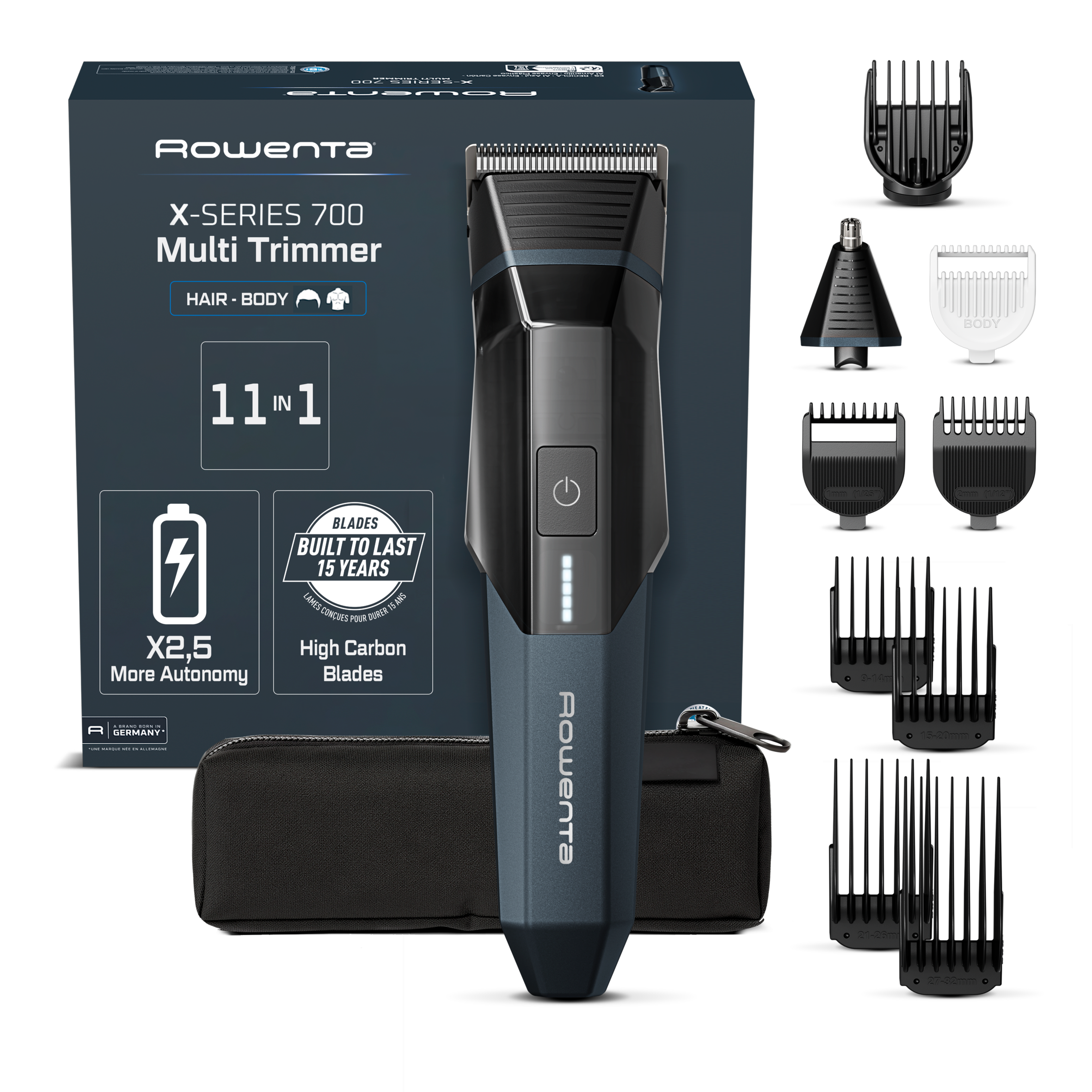 X-Series 700, Tondeuse multifonction 11-en-1, Lames en acier inoxydable carbone auto-affûtantes