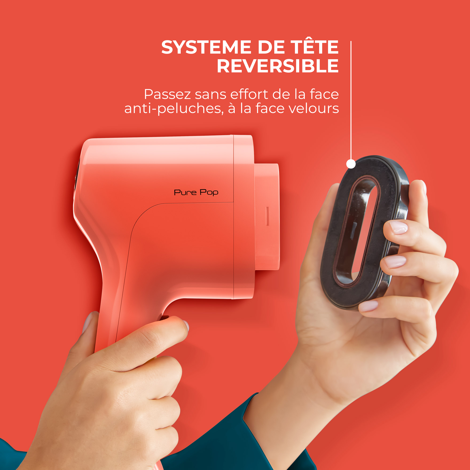 Pure POP Corail, Défroisseur à Main, 1300 W, 20 g/min, Compact, Voyage, Calor