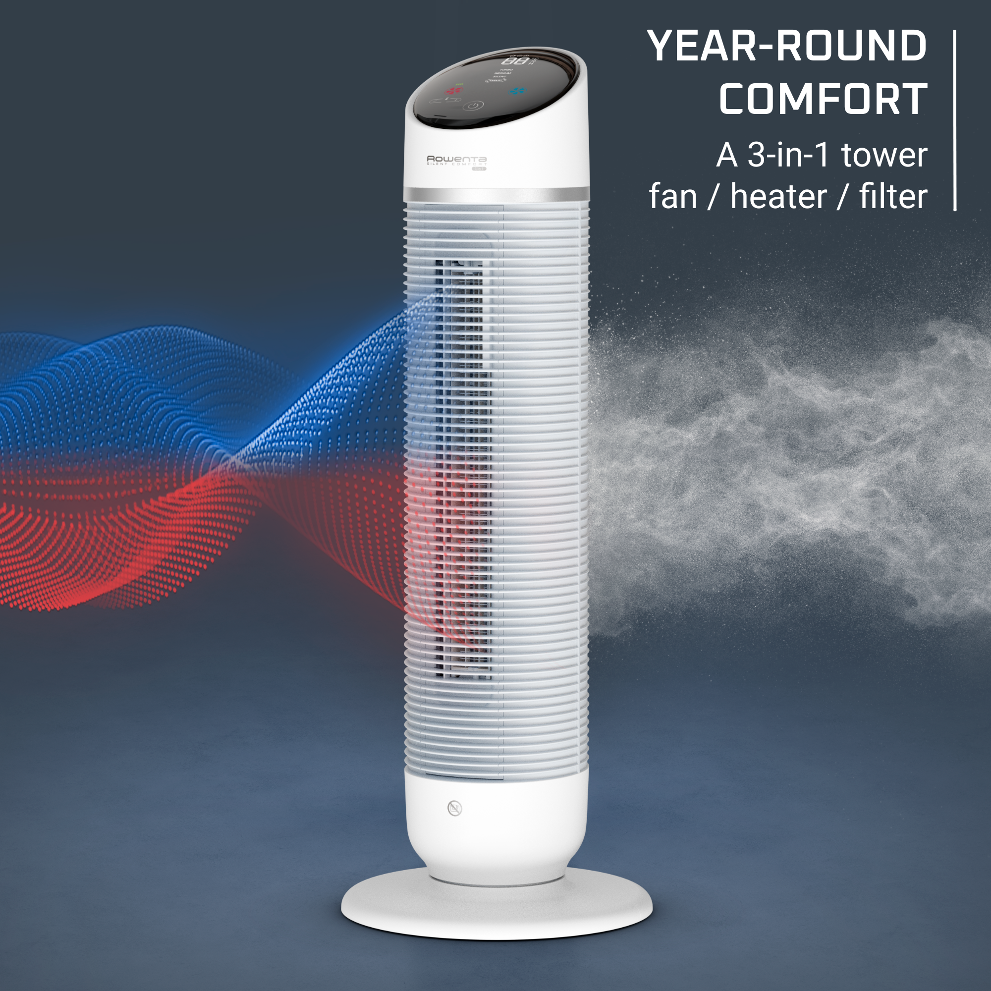 Silent Comfort, Chauffage-ventilateur colonne 3 en 1, Ultra silencieux - RECONDITIONNÉ