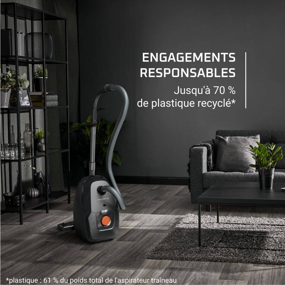 Green Force Max, Aspirateur avec sac, 900W max, Eco-conçu, Fabriqué en France