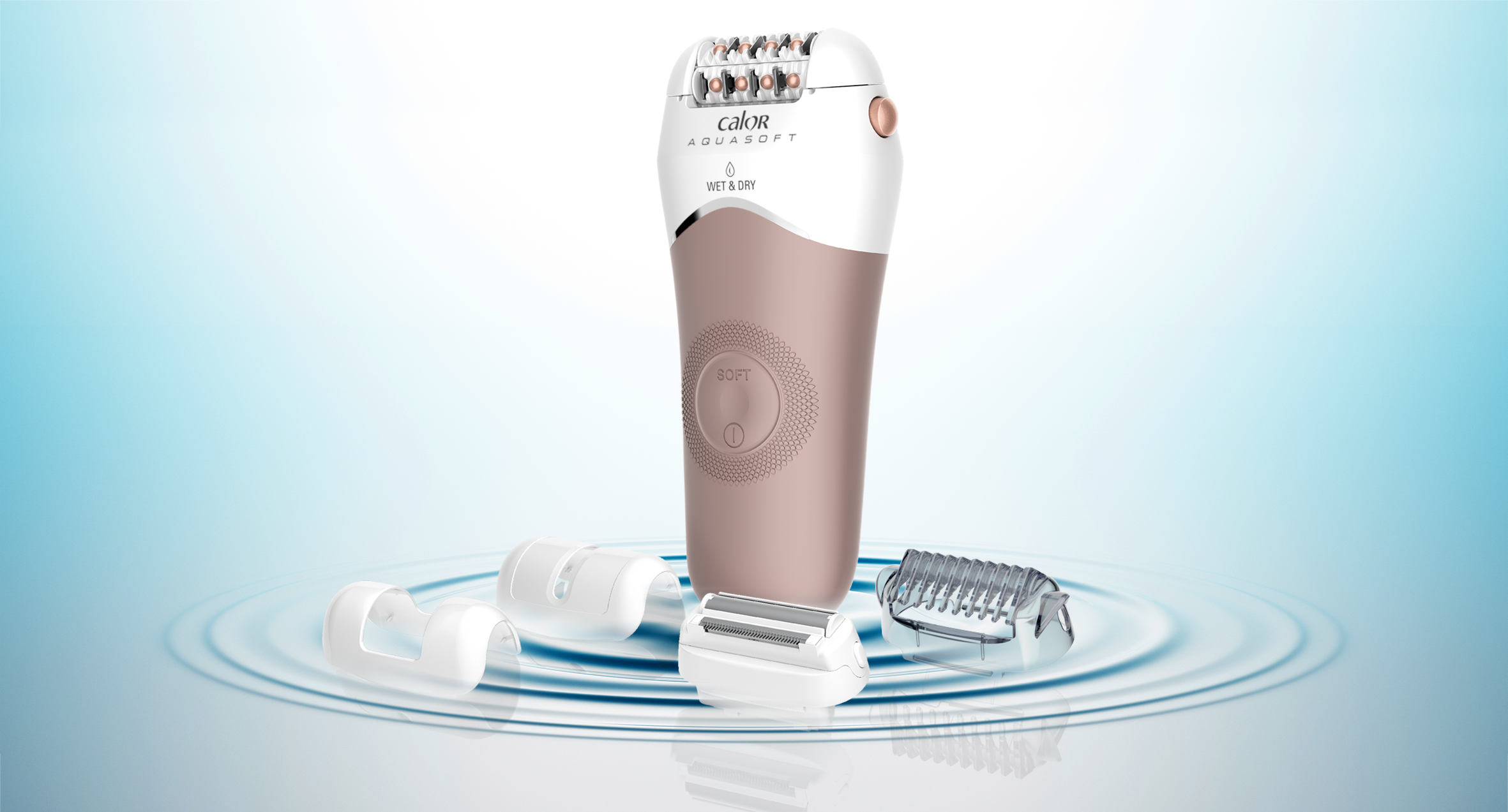 Aquasoft, Épilateur Wet&Dry, Anti-irritation, Longue Durée, Calor
