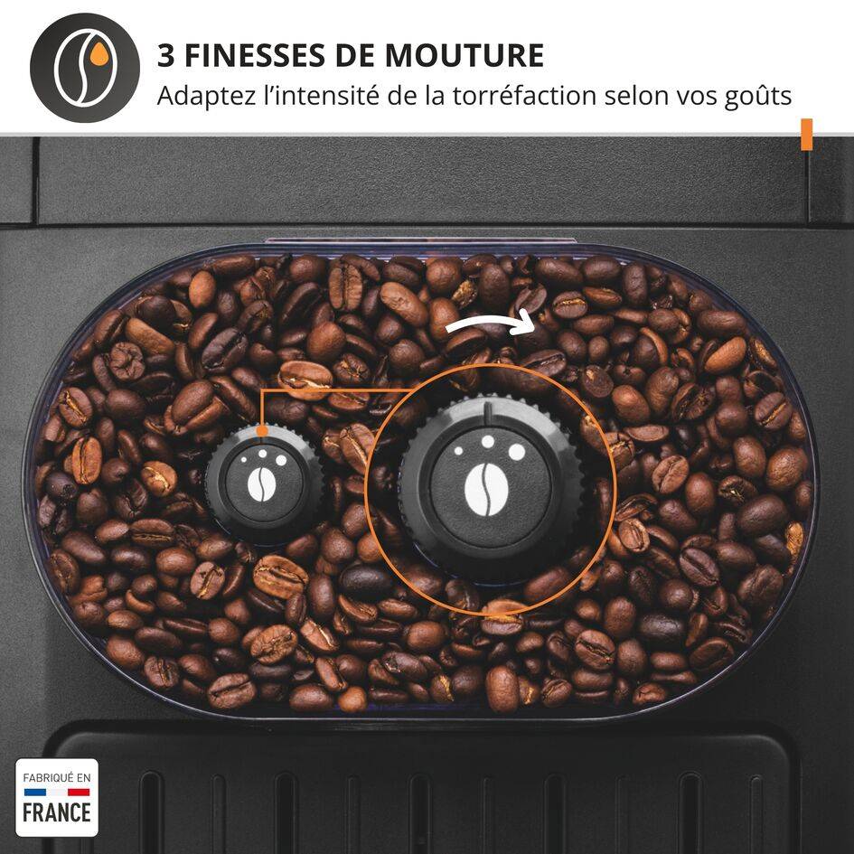 Essential, Machine à café à grains, Ecran LCD, Buse vapeur pour cappuccino, KRUPS