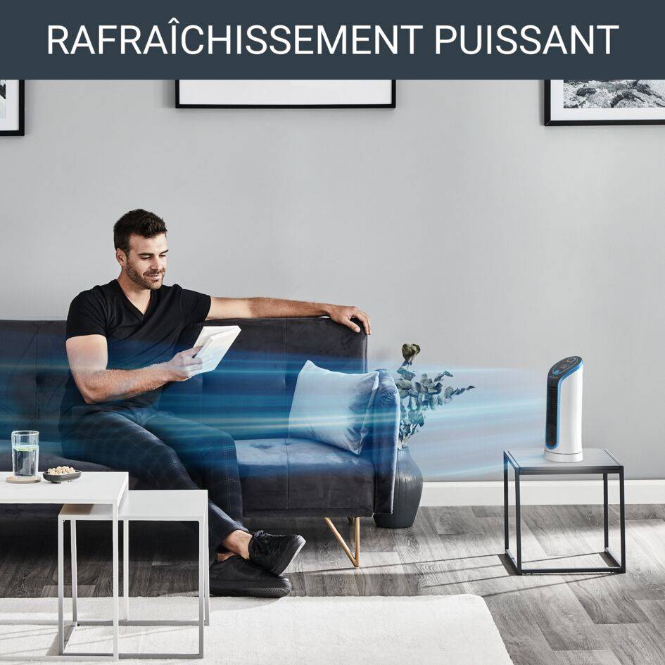 Eole Compact, Ventilateur colonne, 3 vitesses, silencieux 45dB, minuteur