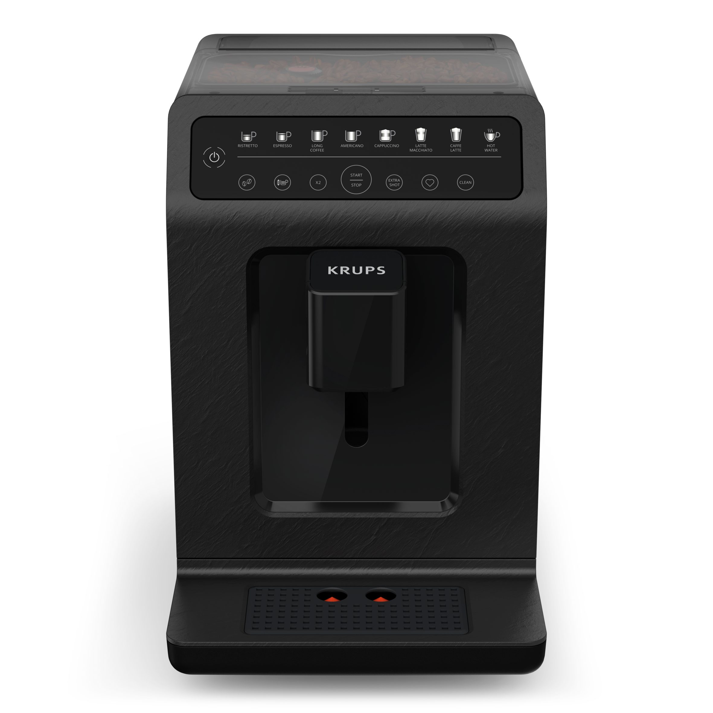 Evidence Eco‑Design Noire, Krups, Machine à café à grains, 8 recettes café et latte