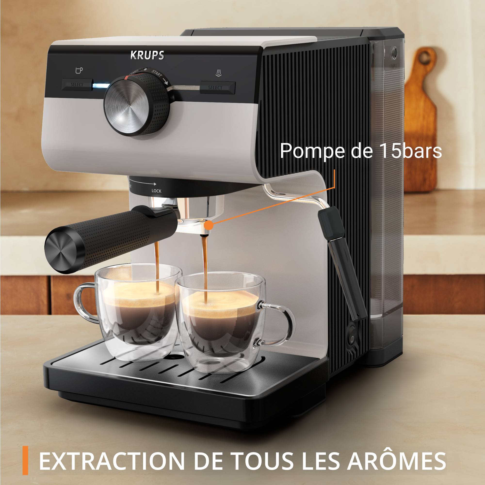Machine espresso manuelle Authentic Gris clair