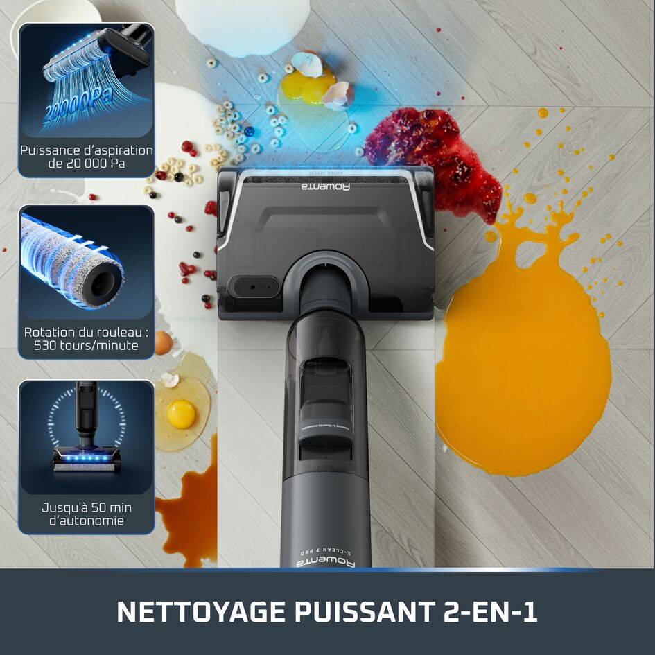 X-Clean 7 Pro, Aspirateur laveur sans fil, Nettoyage 2-en-1 puissant