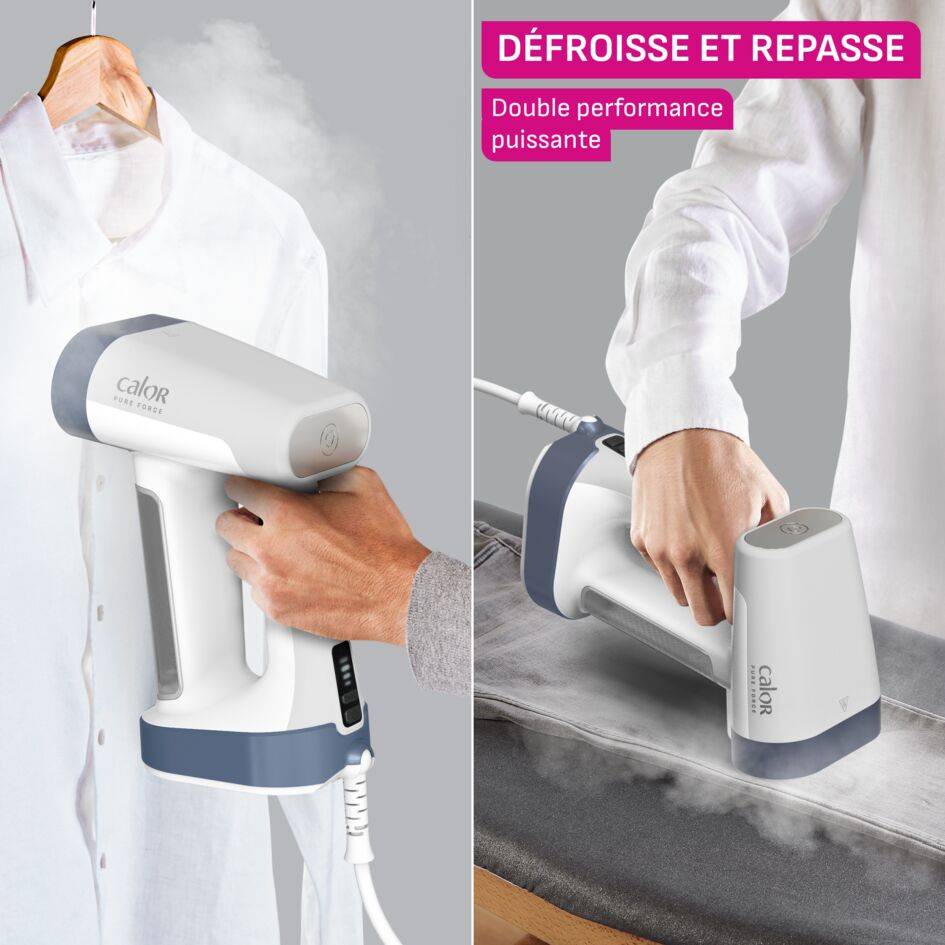 Pure Force 2en1, Défroisseur à main et fer à repasser, Prêt en 25s