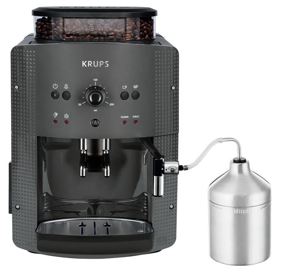 Essential grise, Machine à café à grain, 5 boissons, mousseur de lait