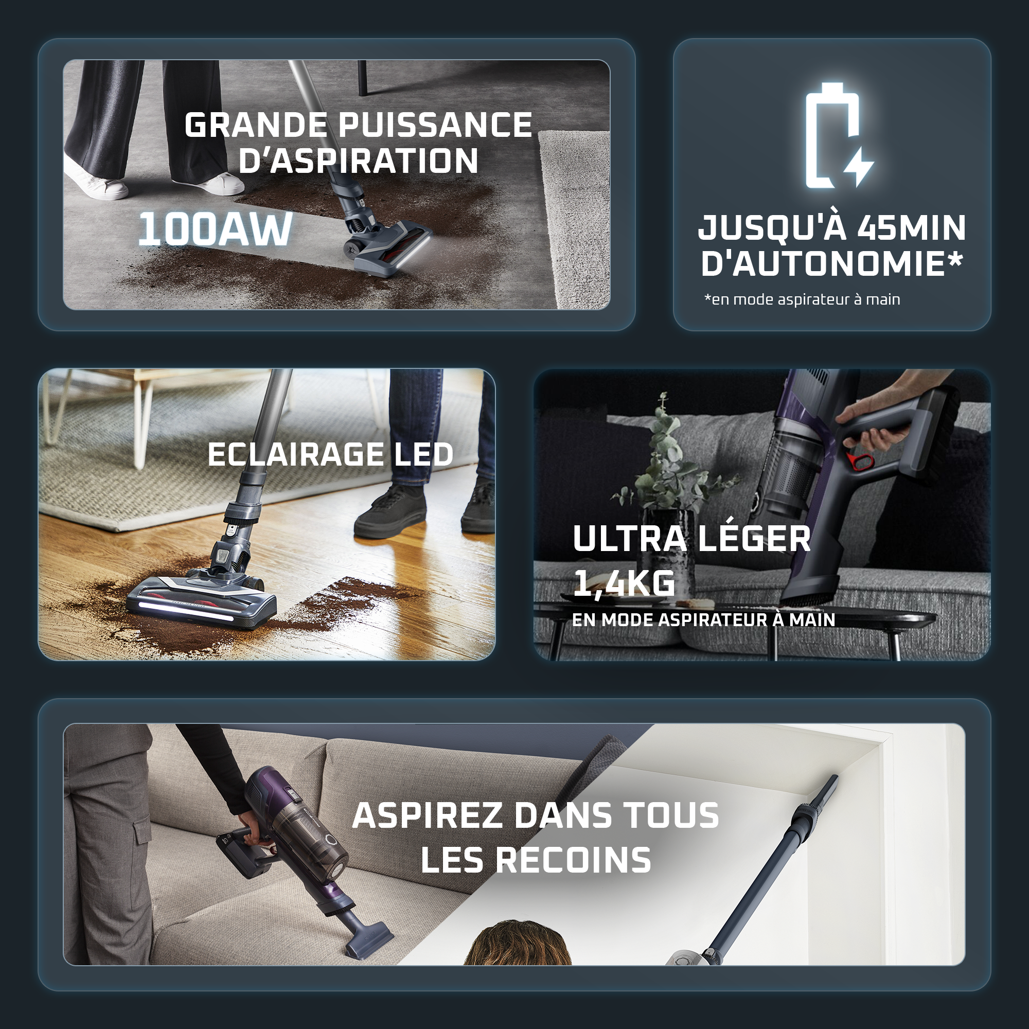 X-Pert 6.60, Aspirateur balai sans fil, 100W, 45min, Allergie