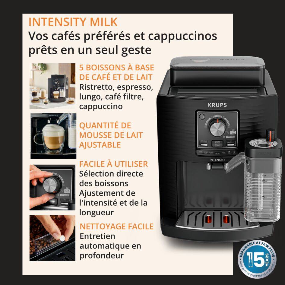 Intensity Lait, Machine espresso entièrement automatique, 5&nbsp;boissons