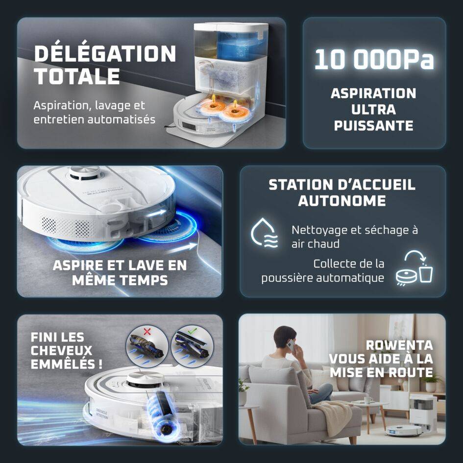 X-Plorer Serie 580 Max, Robot aspirateur laveur, Auto-nettoyage, 10 000 PA, Détection laser à 360°