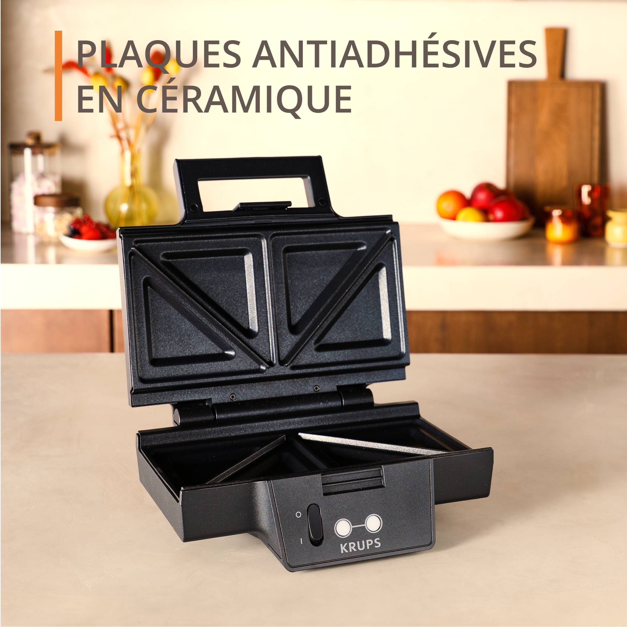 FDK Iconic, Appareil à croque-monsieur, Plaques antiadhésives en céramique, Croque-monsieur gourmands