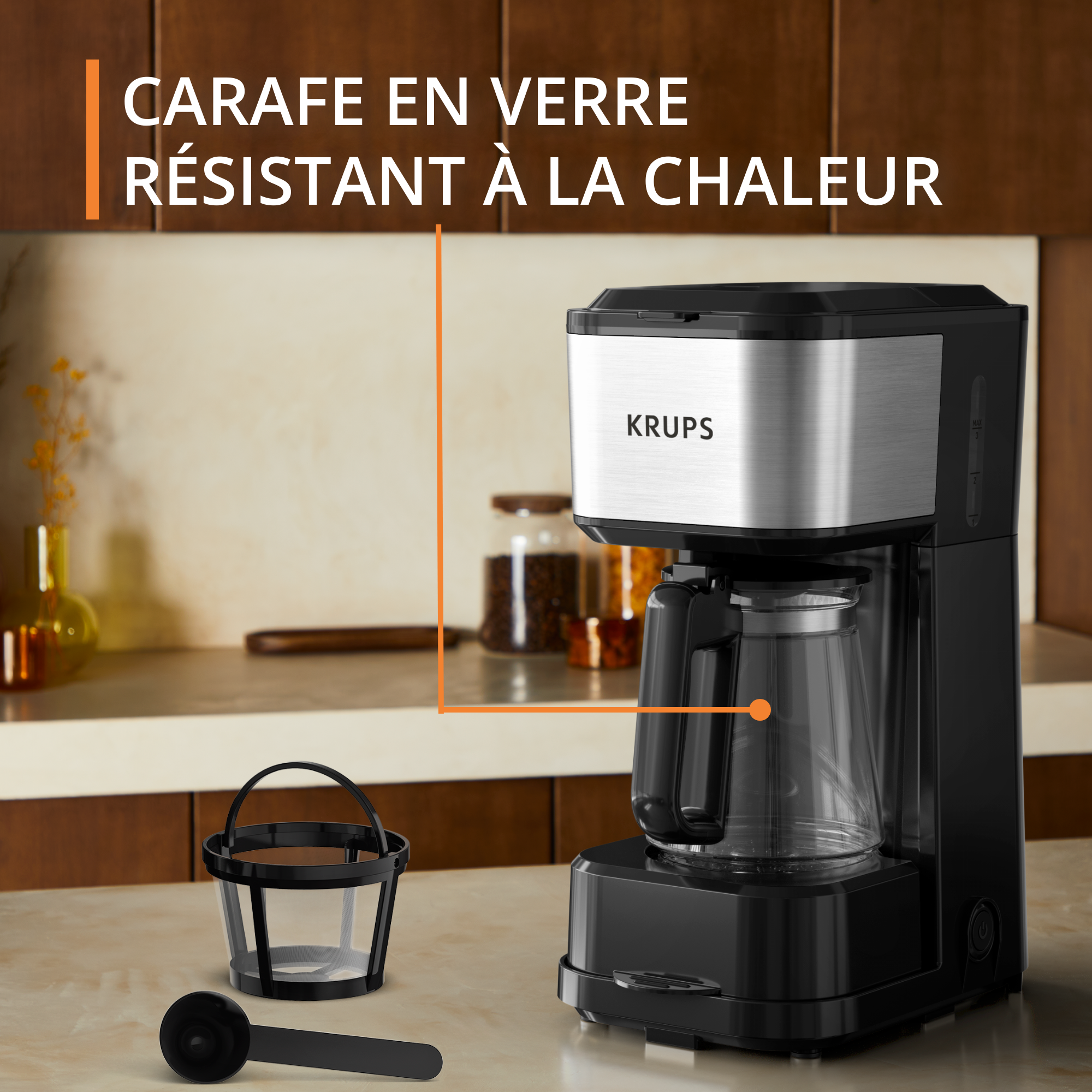 Simply Brew 3-en-1, cafetière à filtre polyvalente avec sa carafe en verre résistant à la chaleur et son mug isotherme
