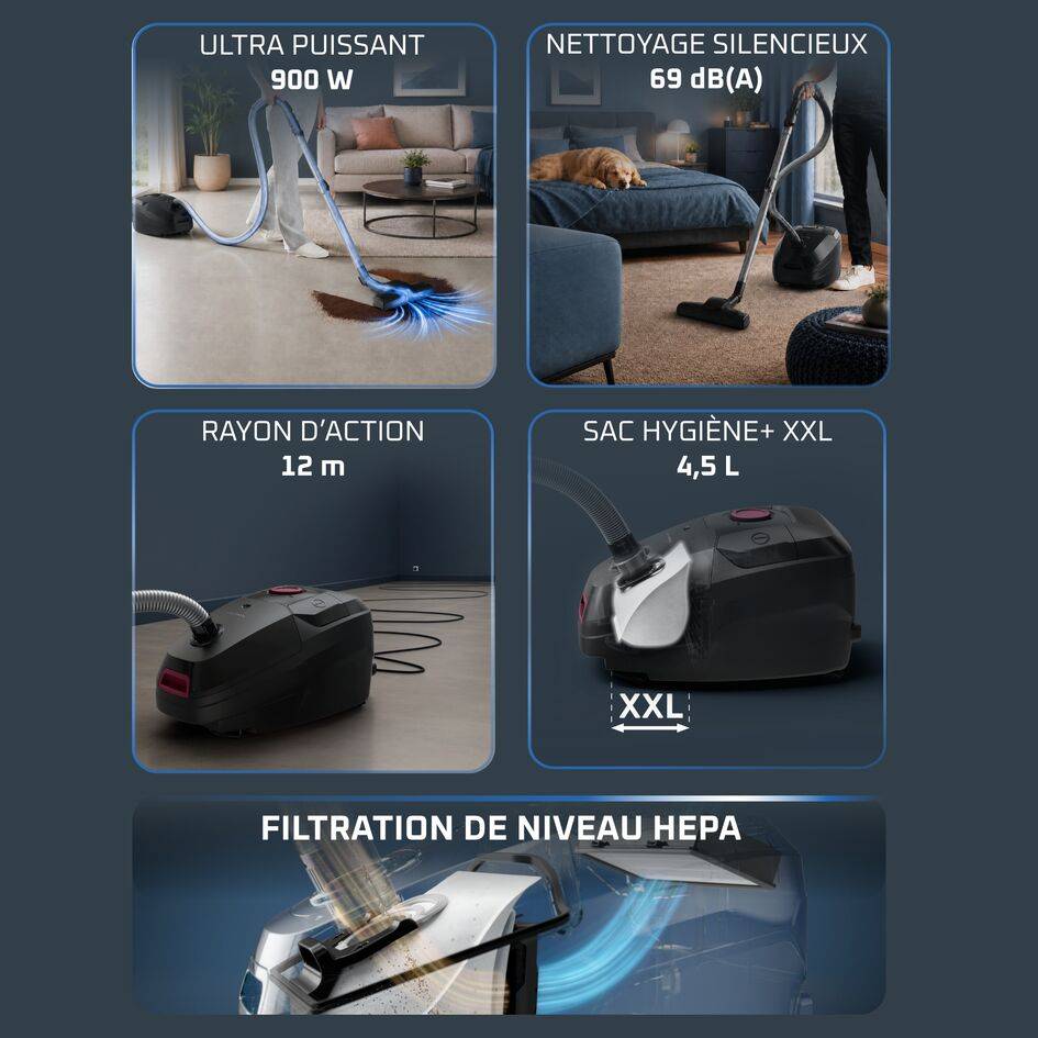 Silence Force 7, Aspirateur avec sac, Puissant, Silencieux