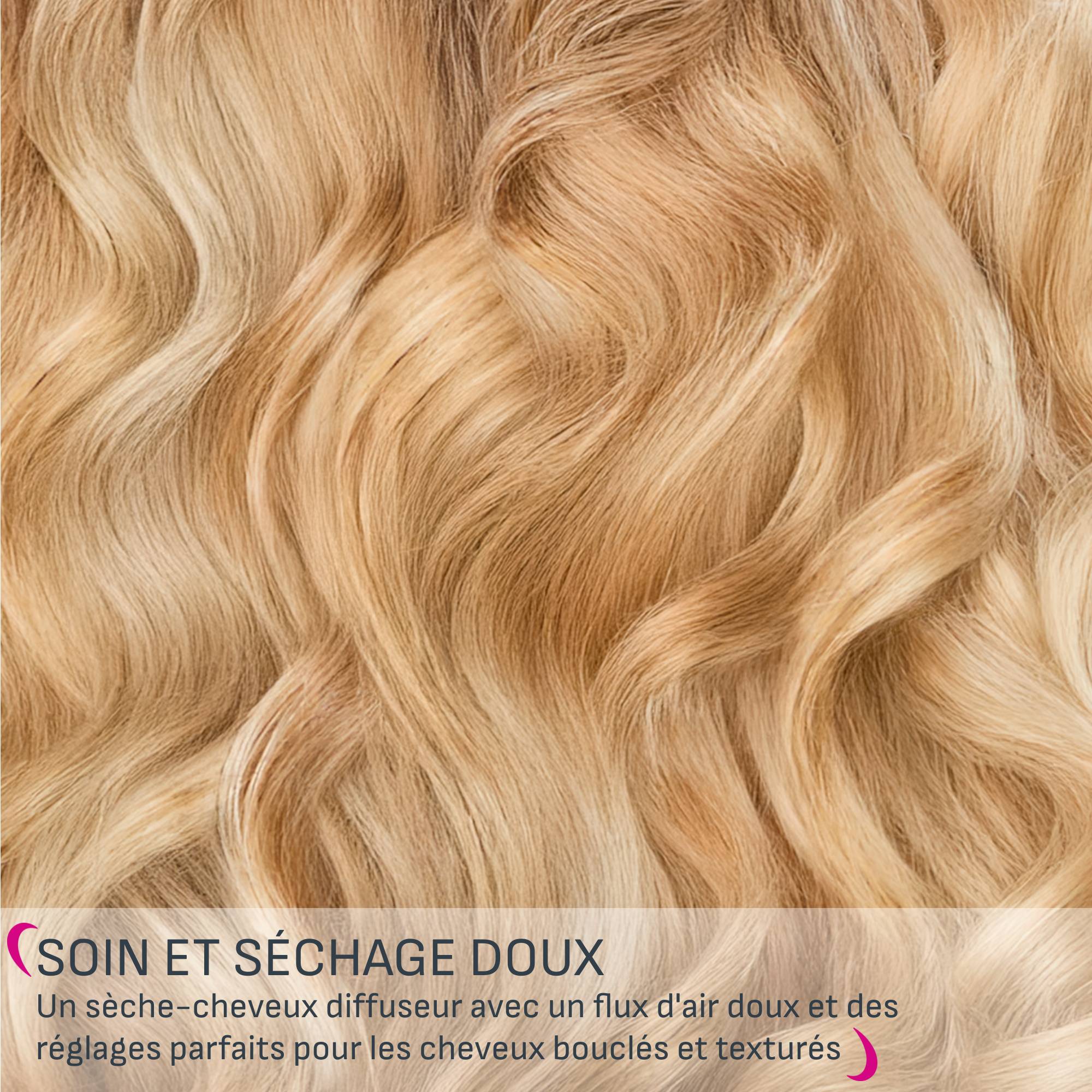 Curl Harmony, Sèche-cheveux diffuseur 3-en-1, Conçu pour les cheveux bouclés