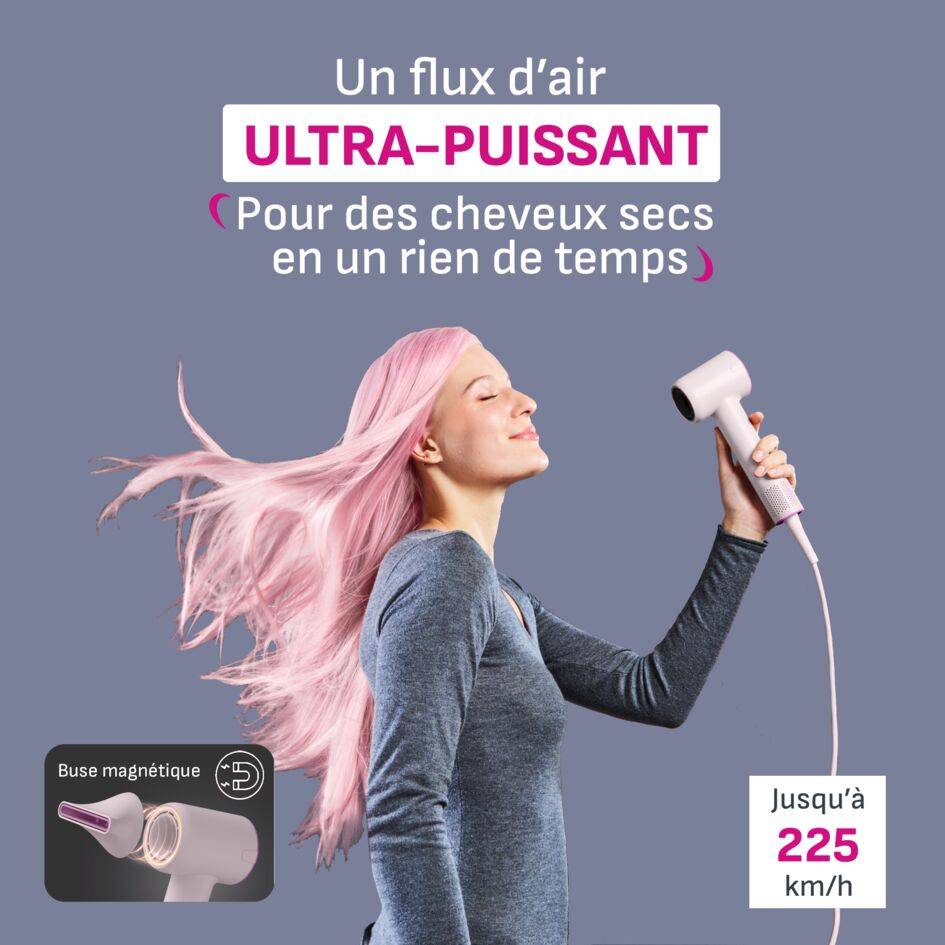 Blumia, Sèche-cheveux, Moteur digital, Séchage rapide, Léger, Compact, Calor
