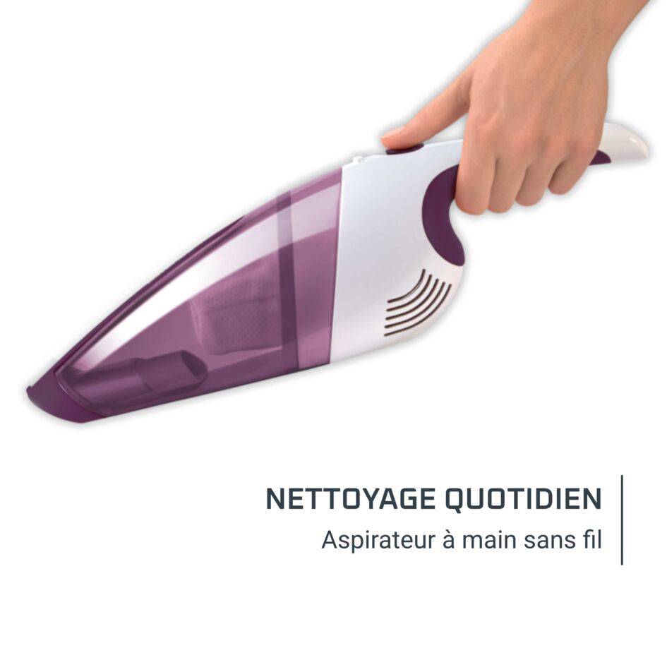 Extenso Aspirateur à main, Sans fil, Léger, Simple d'utilisation, Embout télescopique