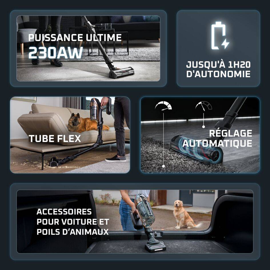 X-Force Flex 15.60, Aspirateur balai sans fil, 230AW, 80min, Animal
