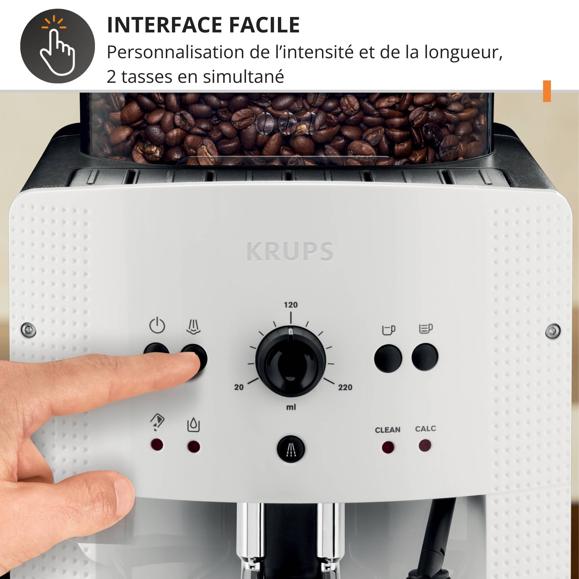 Essential blanche, Machine à café à grain, 3 boissons