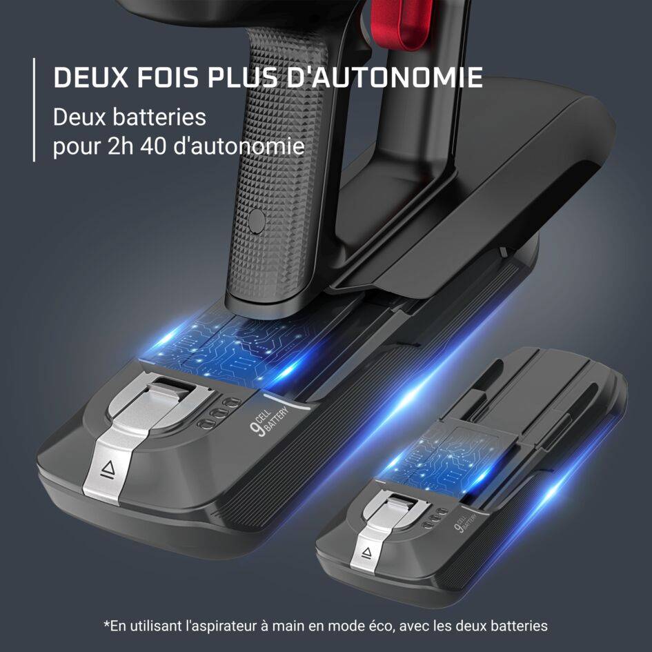 X-Force Flex 15.60, Aspirateur balai sans fil, 245 AW, 2h40, 2 batteries RH99F3WO