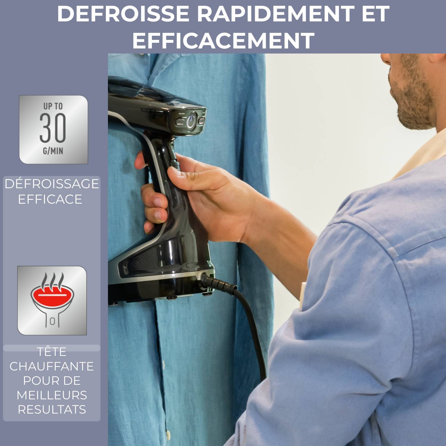 Access Steam Force, Défroisseur à Main, 2000 W, 30 g/min, Puissant, Calor
