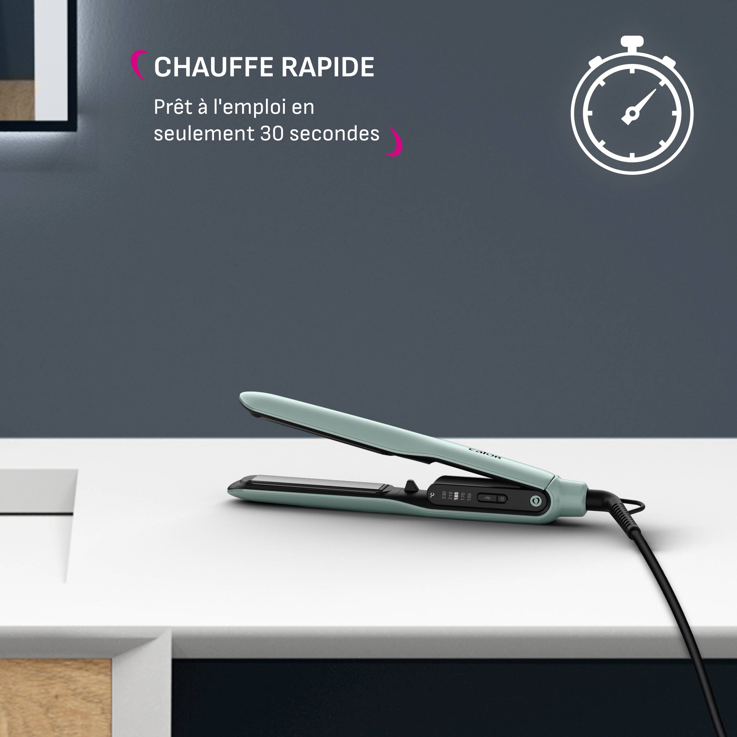 Thermoglide, Lisseur, Lissage et boucles, Glisse parfaite, Brillance, Calor