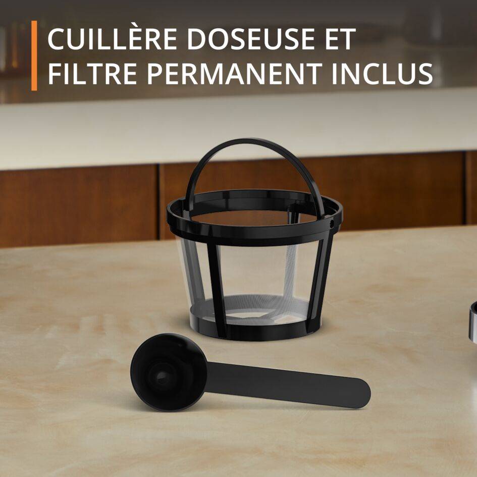 Simply Brew 3-en-1, cafetière à filtre polyvalente avec sa carafe en verre résistant à la chaleur et son mug isotherme