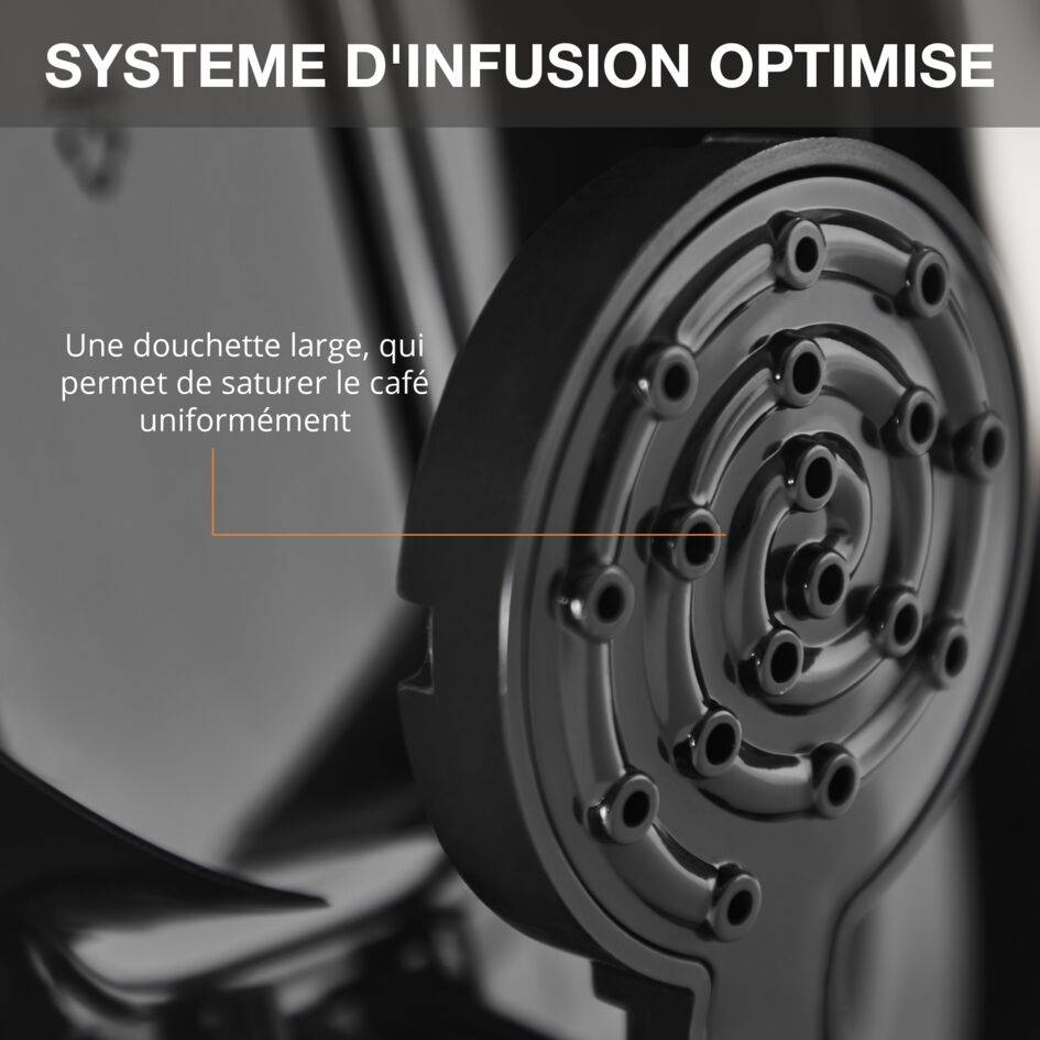 Cafetière filtre Excellence programmable 24 h, Inox, 1,25L, Sélecteur d'intensité