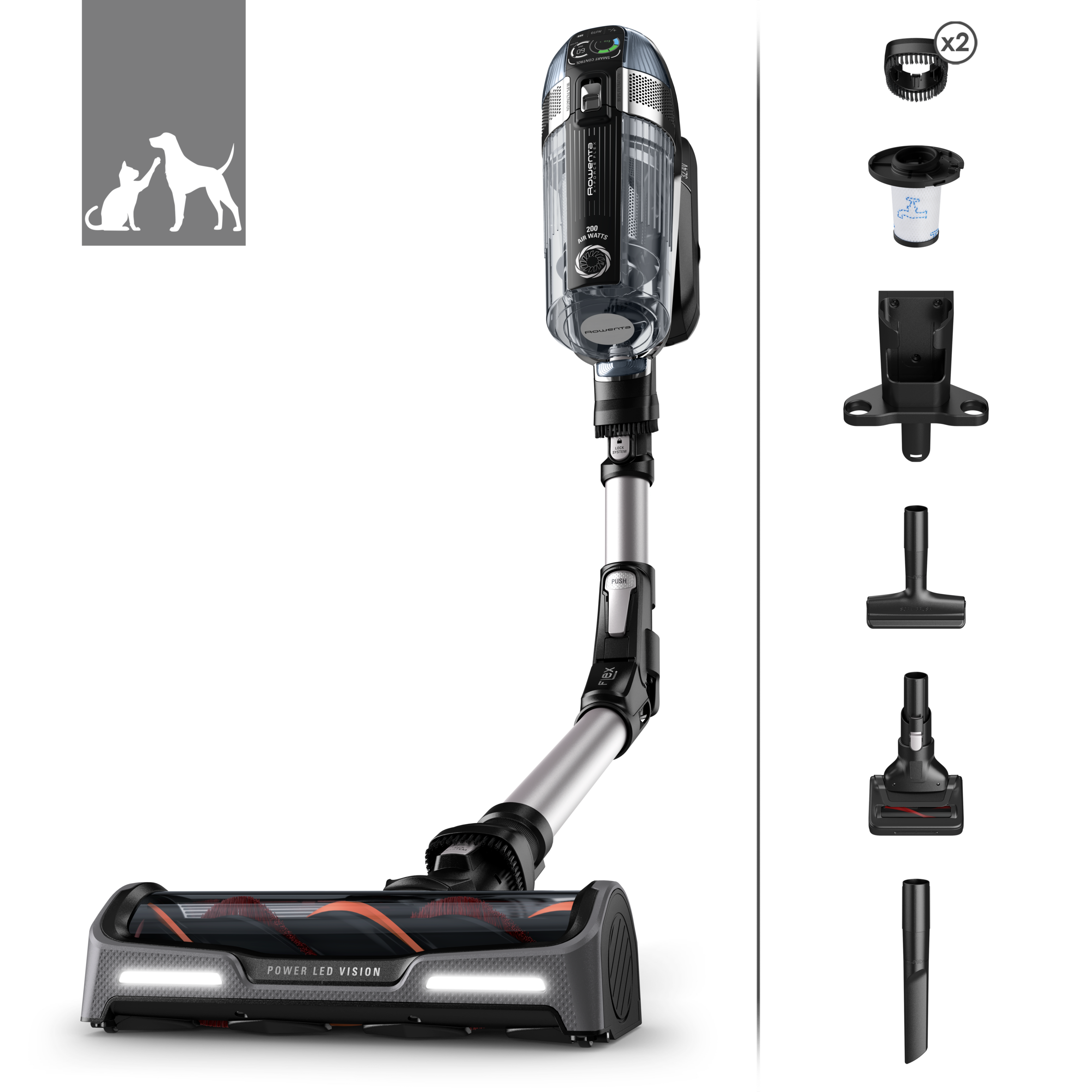 RECONDITIONNÉ X-Force Flex 14.60, Aspirateur balai sans fil, 200AW, 70min, Animal