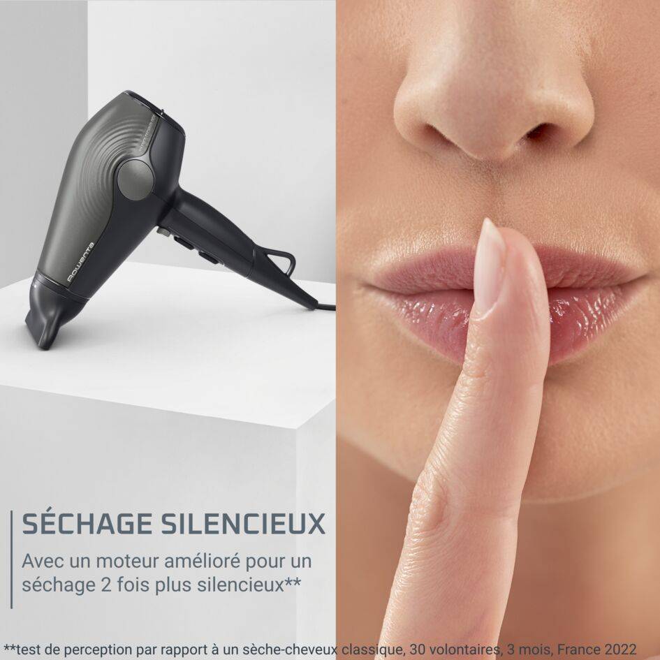 Sèche-cheveux Ultra Silence, silencieux, 2100 Effiwatts, séchage rapide