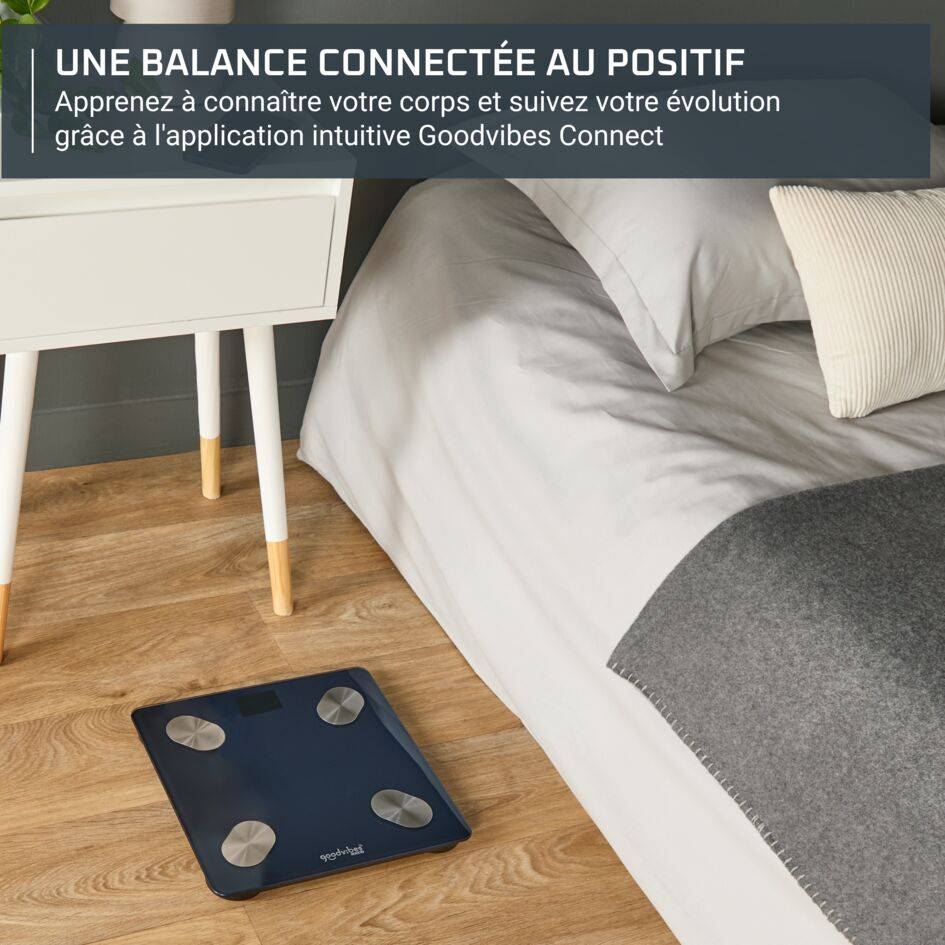 Goodvibes Life + 2.0, Pèse-personne connecté, Application intuitive, 15 indicateurs