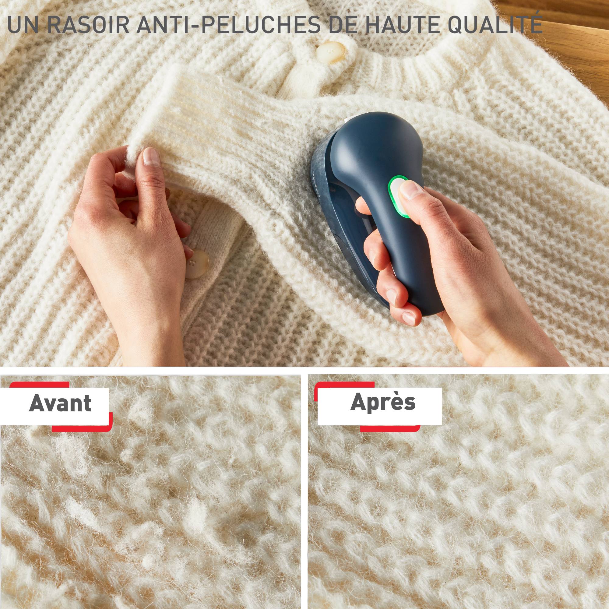 Rasoir anti-peluches rechargeable, Grille en acier inoxydable 
