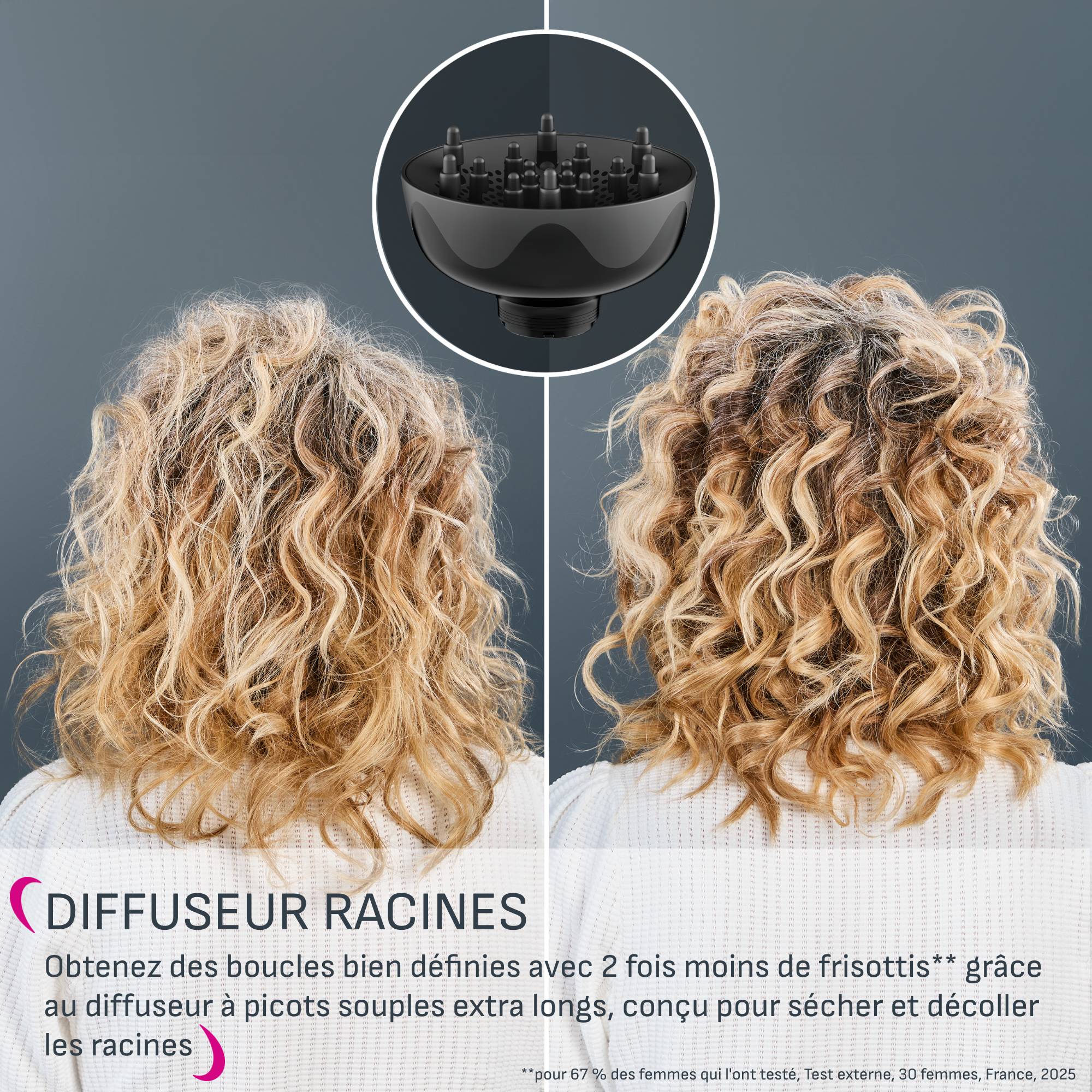 Curl Harmony, Sèche-cheveux diffuseur 3-en-1, Conçu pour les cheveux bouclés