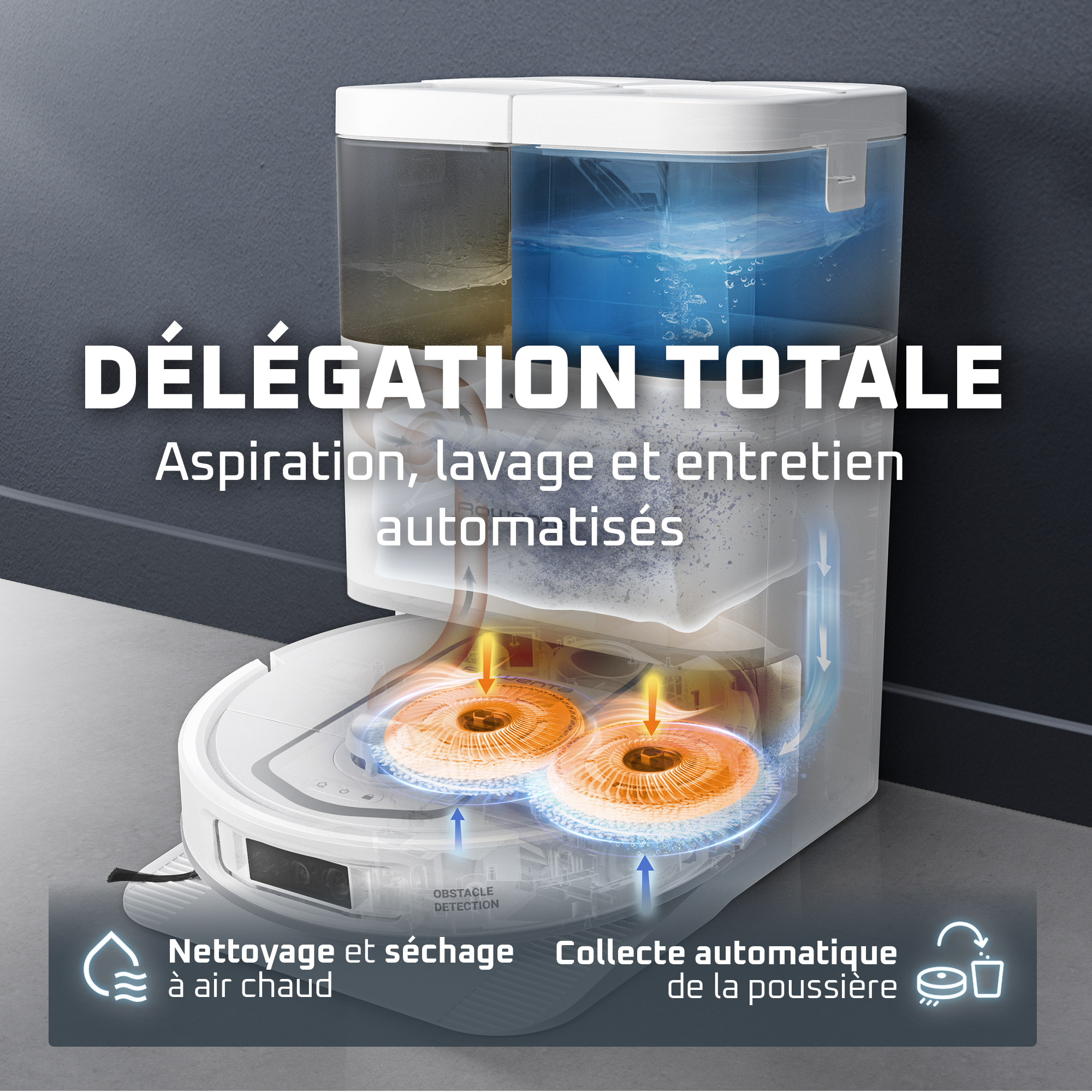 X-Plorer Serie 580 Max, Robot aspirateur laveur, Auto-nettoyage, 10 000 PA, Détection laser à 360°