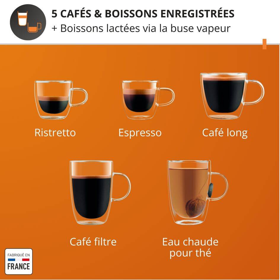 Sensation, Krups, Machine à café à grains, 4 recettes café, Interface tactile