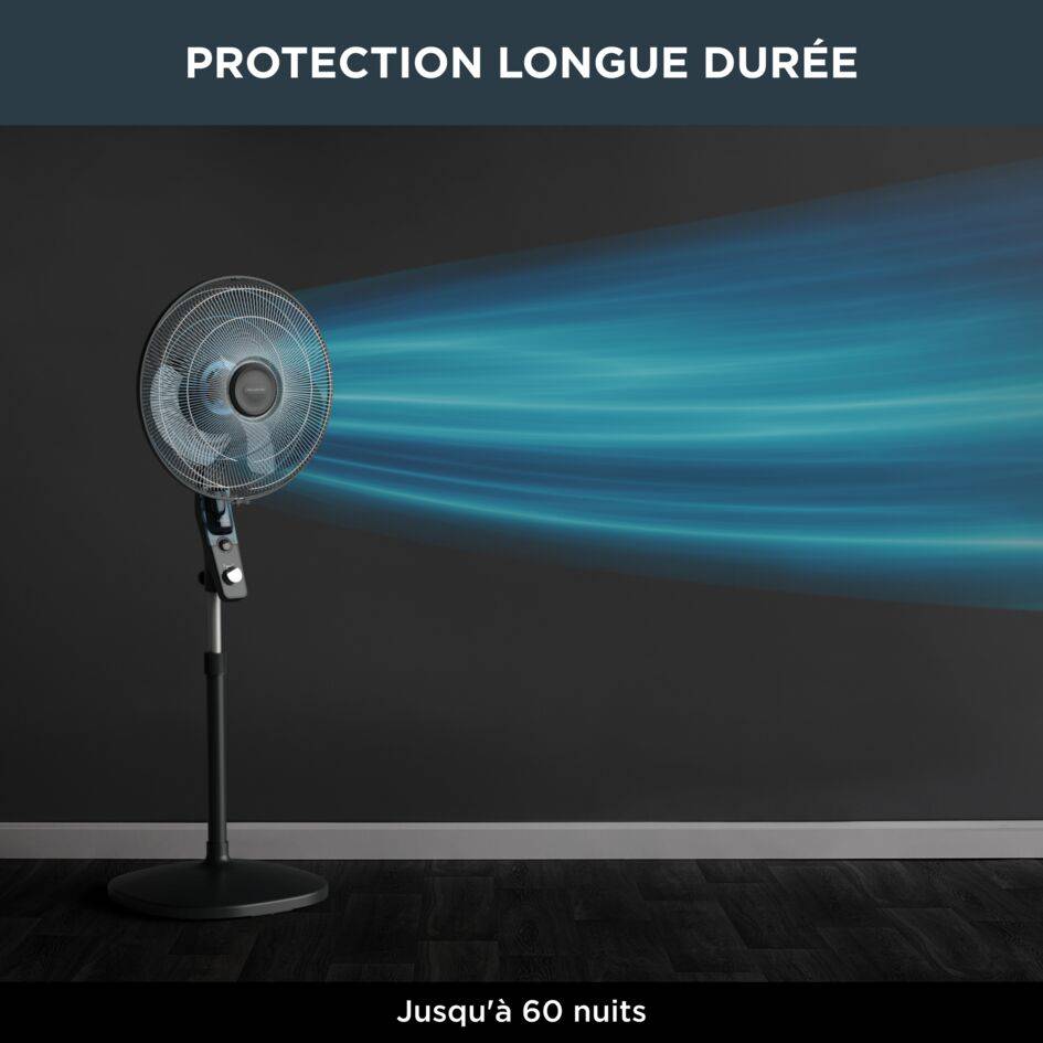 Essential+, Ventilateur sur Pied, 55m3/min, Silencieux 49dB, Anti-Moustique