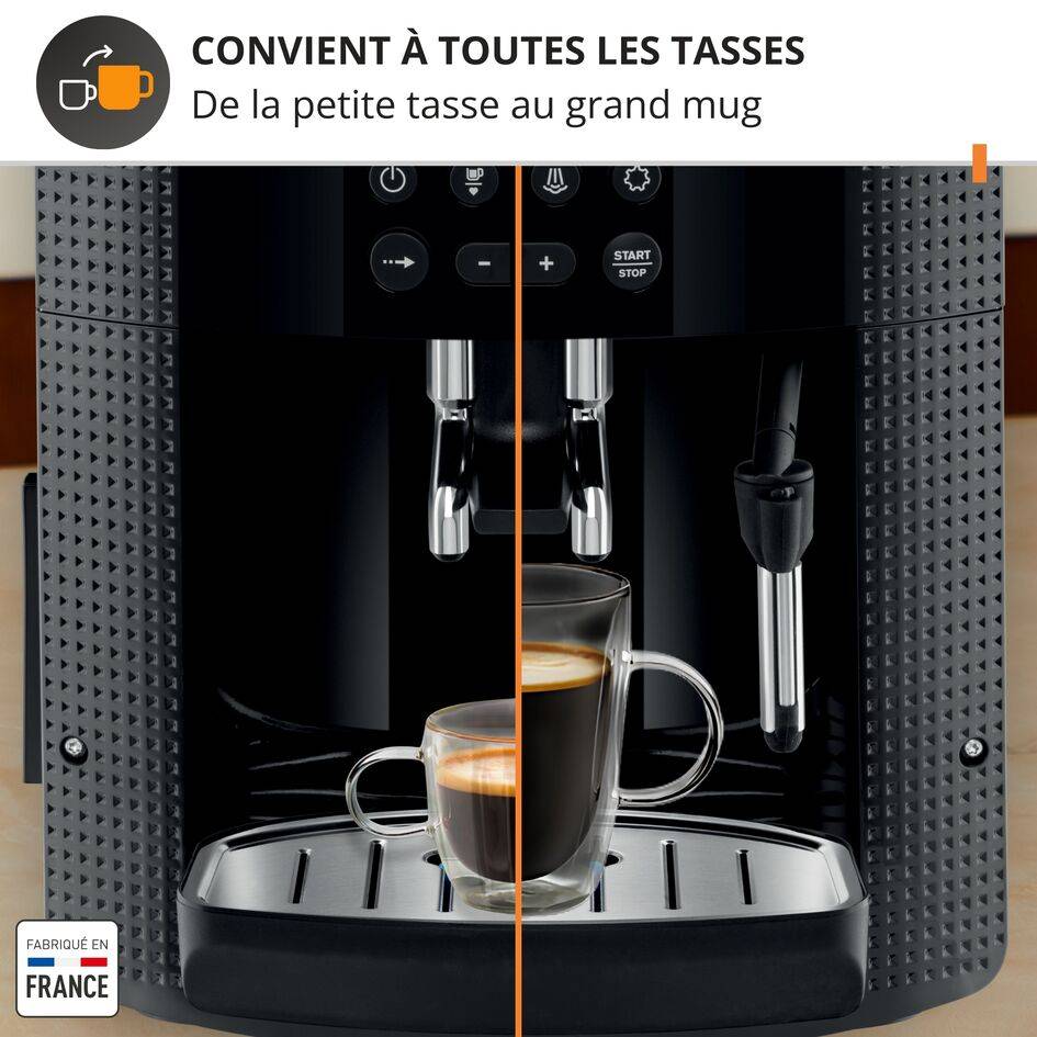 Krups Essential, Machine espresso automatique, Ecran LCD, Buse vapeur cappuccino, 2 tasses incluses