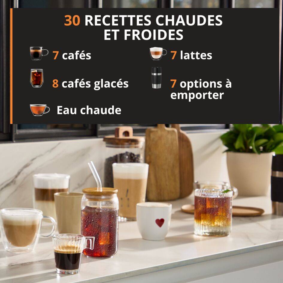 Sensation Elite, Machine expresso automatique, 30 recettes chaudes et froides, KRUPS