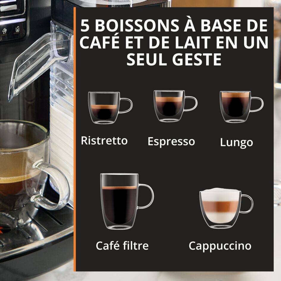 Intensity Lait, Machine espresso entièrement automatique, 5 boissons, KRUPS