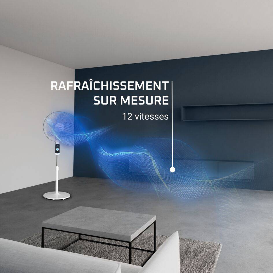 Turbo Silence Ventilateur sur pied, Silencieux, Puissant, Ecoénergétique