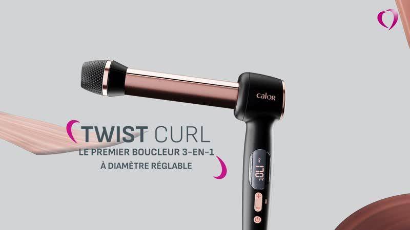 Twist Curl, Boucleur cheveux, Fer à boucler forme coudée, 3 tailles de boucles