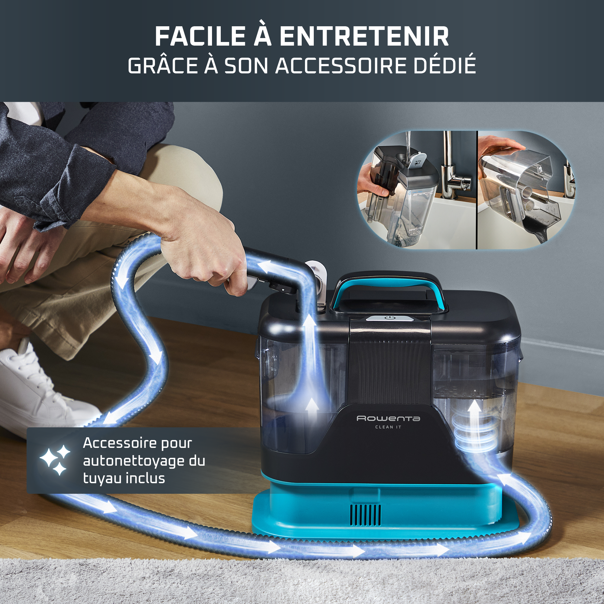 Clean It, Shampouineuse Détacheur, 750W, Polyvalent, Tous textiles