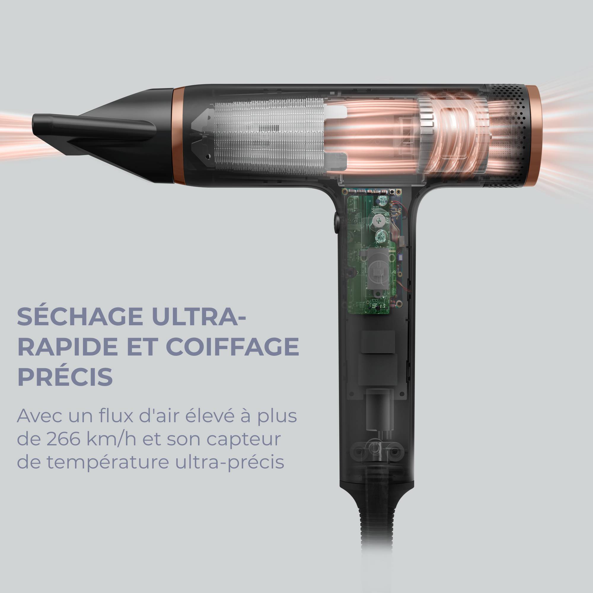 Nano, Sèche-cheveux, Moteur Digital Haute Vitesse, Flux d'air 266 km/h max, Calor