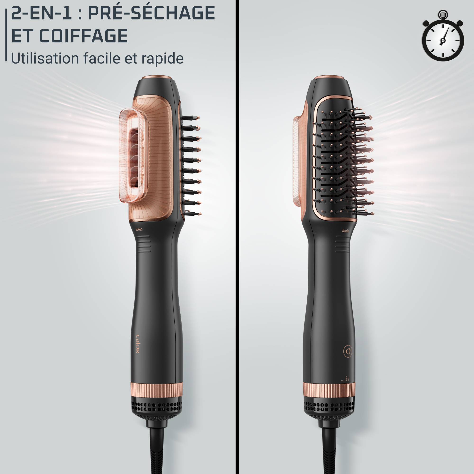 Reverso, Sèche-cheveux et Brosse Soufflante 2 en 1, Pré-séchage et Coiffage, Calor