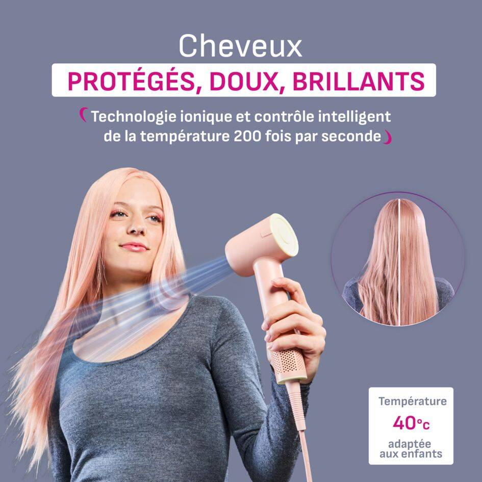 Blumia, Sèche-cheveux, Moteur digital, Séchage rapide, Léger, Compact, Calor