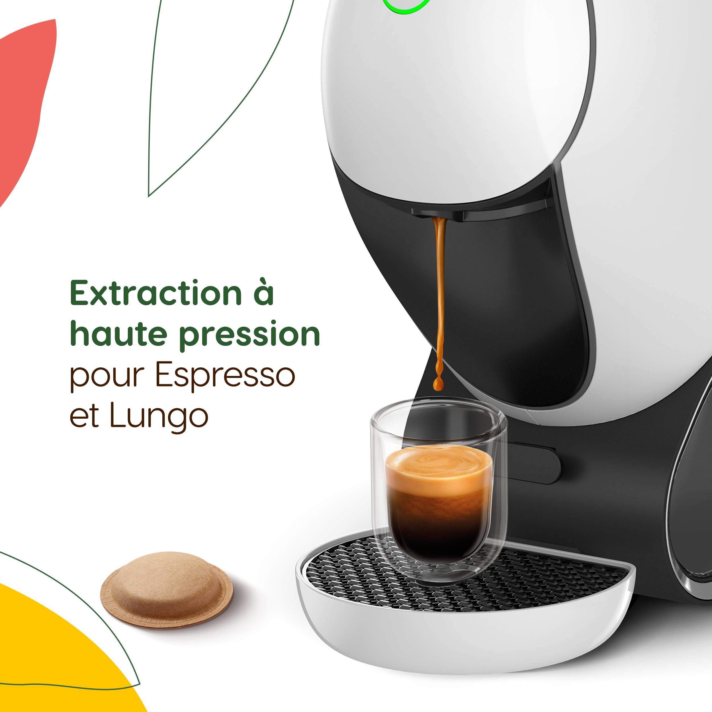 NESCAFE DOLCE GUSTO NEO CAFFE - Machine À Café KRUPS  pour Dosettes Compostables - Technologie Brevetée SmartBrew 3-En-1 - Cafetière Connectée - Cafés noirs, KP830110