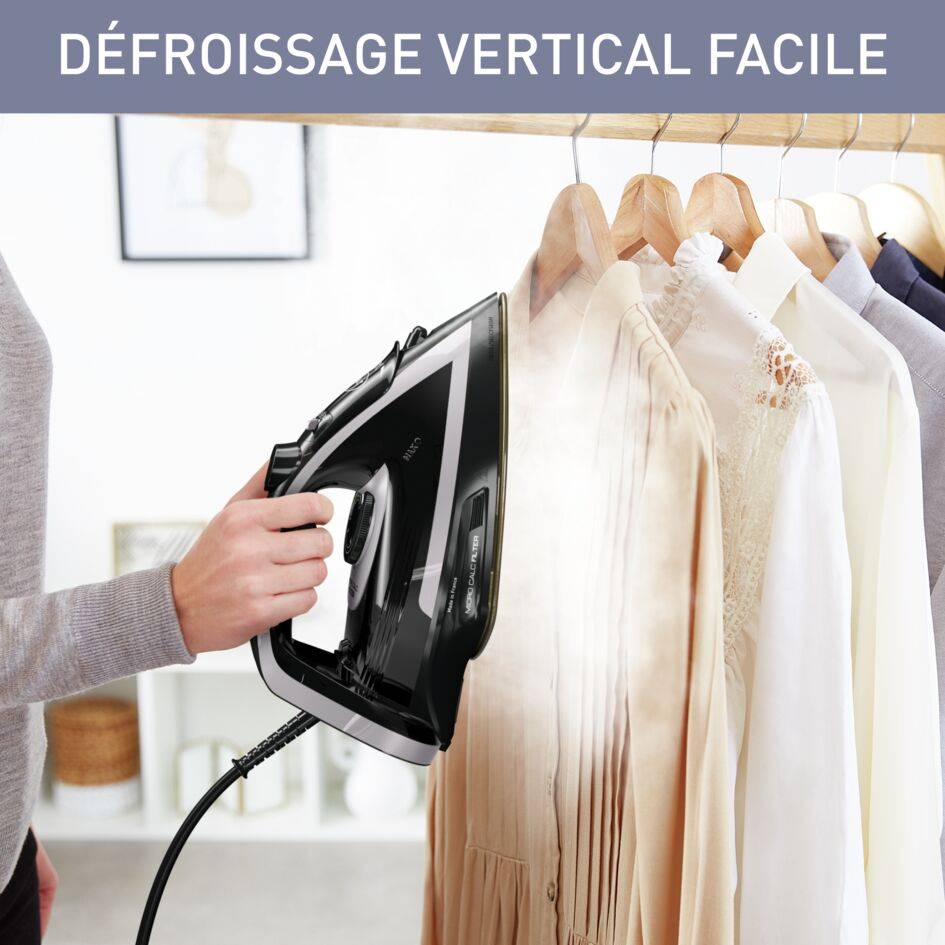 Puregliss, Fer à Repasser Vapeur, 50g/min, Pressing 280 g/min, Filtre Micro-Calc, Calor