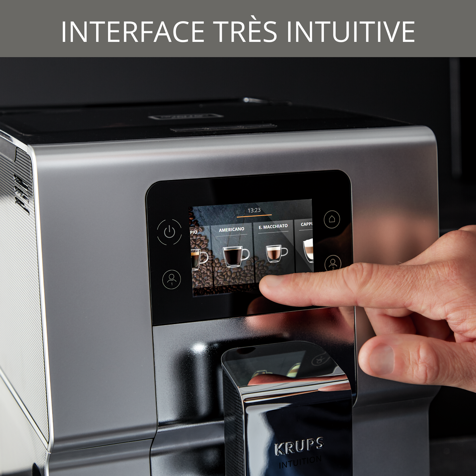 Intuition Préférence+, Krups, Machine à café à grain, 15 boissons, Ecran tactile