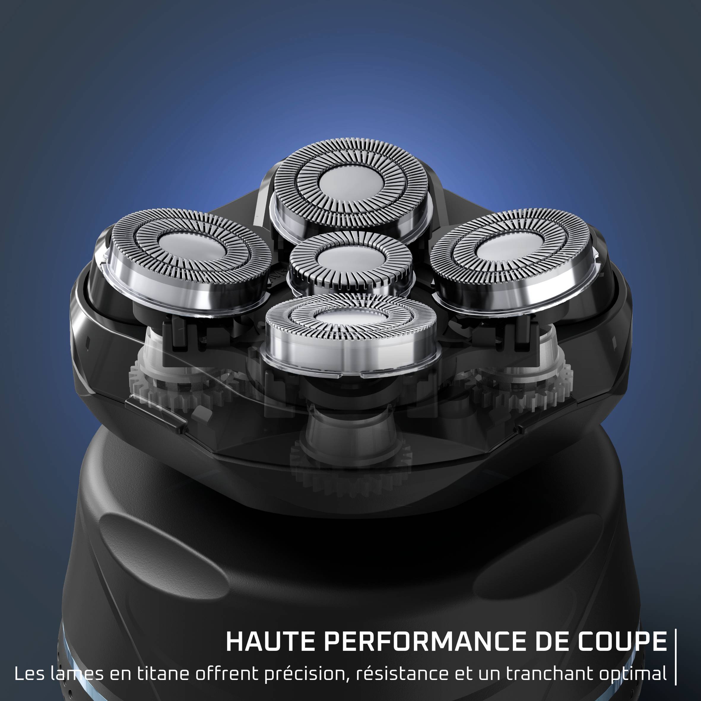 GentleBald, Rasoir tête, 5 têtes de rasage, Lames revêtement Titanium