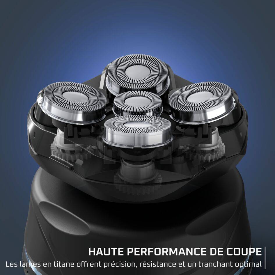 GentleBald, Rasoir tête, 5 têtes de rasage, Lames revêtement Titanium